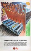 1980 London Underground double-royal POSTER 'Trains don't stop at St Pancras' by Mick Brownfield (