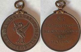 Mersey Railway Company 'All Stations' brass PASS MEDALLION no 33, issued to 'JNO Partington, L &