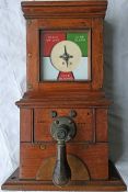 Midland Railway mahogany-cased 3-way PEGGING BLOCK INSTRUMENT with enamelled dial surround.