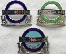 Selection of London Transport buses CAP BADGES comprising 1960s Driving Instructor, chrome & enamel,