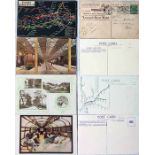 Selection of early London Underground POSTCARDS comprising 1908 map by Waterlow & Sons with