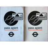c1980s London Transport metal SIGN 'Pass Agent' as issued to newsagents etc which sold LT passes.
