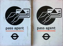 c1980s London Transport metal SIGN 'Pass Agent' as issued to newsagents etc which sold LT passes.