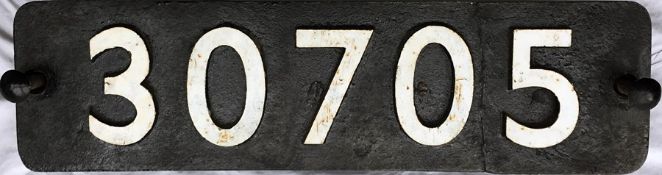 Locomotive SMOKEBOX NUMBERPLATE 30705 ex LSWR T9 Drummond 'Greyhound' built in 1899 by Dübs & Co,