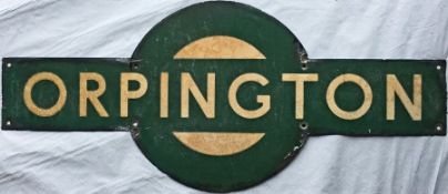 Southern Railway enamel TARGET SIGN from Orpington, an ex-SER station on the South-Eastern main line