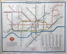 1974 (with over-printed date 'June 1973') London Underground quad-royal POSTER MAP designed by