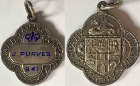 Midland Railway Company silver PASS MEDALLION no 941 issued to J Purves. The reverse features the