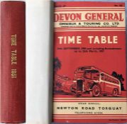 1951 officially-bound volume of TIMETABLES for Devon General Omnibus & Touring Co Ltd. Contains