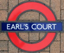 London Underground enamel PLATFORM ROUNDEL from Earl's Court Station on the District and