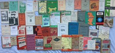 Large quantity (54) of 1930s-50s UK bus TIMETABLE BOOKLETS & MAPS etc. Operators include Birkenhead,