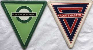 London Transport Routemaster perspex RADIATOR TRIANGLE BADGE, as fitted from 1965 onwards to green