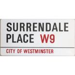 City of Westminster enamel STREET SIGN from Surrendale Place, W9 which leads off Sutherland Avenue