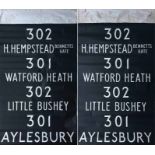 Pair of London Country RF/SM-type bus DESTINATION BLINDS from Hemel Hempstead (HH) garage. Both