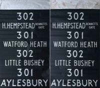 Pair of London Country RF/SM-type bus DESTINATION BLINDS from Hemel Hempstead (HH) garage. Both