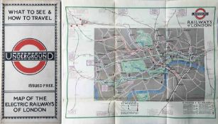 1924 London Underground POCKET MAP of the Electric Railways of London "What to see and how to