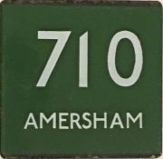 London Transport coach stop enamel E-PLATE for Green Line route 710 destinated Amersham. Probably