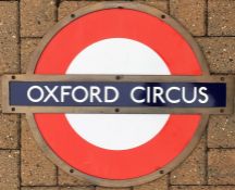 London Underground enamel PLATFORM ROUNDEL from Oxford Circus Station on the Bakerloo, Central and