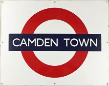 1950s/60s London Underground enamel bullseye PLATFORM SIGN (probably tunnel-side) from Camden Town