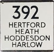 London Transport (London Country) bus stop enamel E-PLATE for route 392 destinated Hertford Heath,