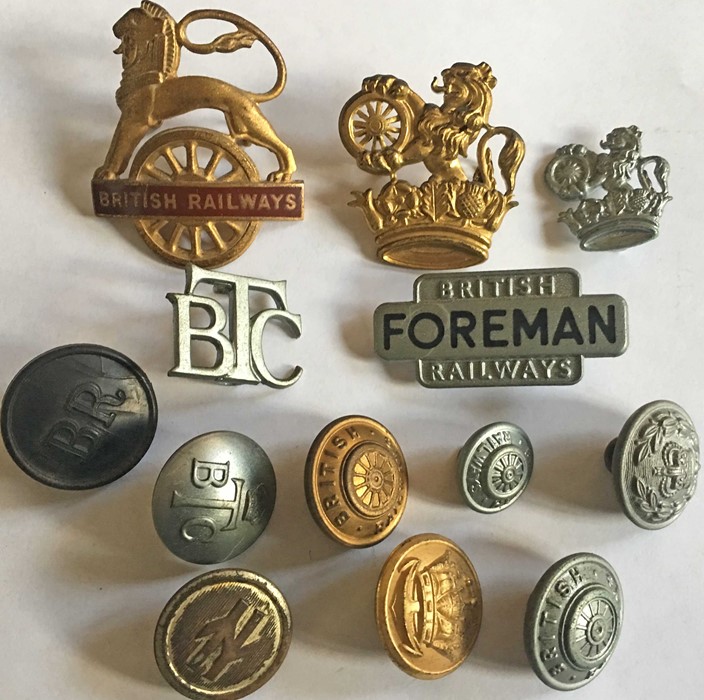 Selection of British Railways CAP/LAPEL BADGES & BUTTONS. All different and in good, ex-use