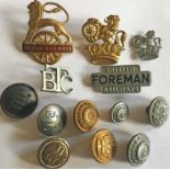 Selection of British Railways CAP/LAPEL BADGES & BUTTONS. All different and in good, ex-use