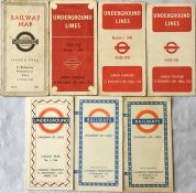 Selection of London Underground Beck diagrammatic, card POCKET MAPS comprising issues No 2, 1934, No