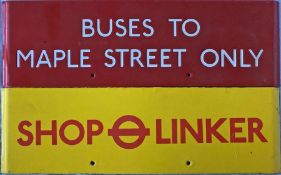 Pair of London Transport bus stop enamel G-PLATES comprising Buses to Maple Street Only and