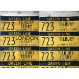 Pair of London Country (London Transport-manufactured) RF/RC-type coach DESTINATION BLINDS for route