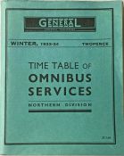 1934 London Transport 'General' TIMETABLE BOOKLET of Omnibus Services, Northern Division for