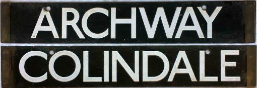 London Underground 38-Tube Stock enamel CAB DESTINATION PLATE for Archway / Colindale on the