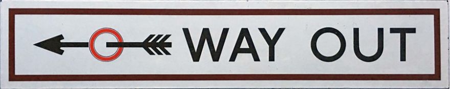 1930s/40s London Underground ENAMEL SIGN 'Way Out' with a 3-flighted arrow which suggests pre-WW2 or