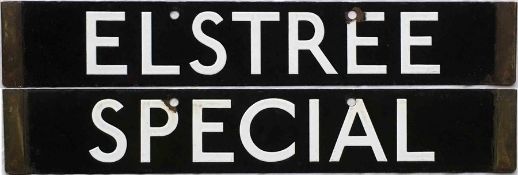 London Underground 1938-Tube Stock enamel CAB DESTINATION PLATE for Elstree / Special on the