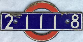 London Underground District Line R38-Stock enamel INTERIOR CAR NUMBER PLATE from driving motor car