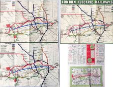 Selection of c1908 London Underground MAPS, the first types to show a unified system, one produced