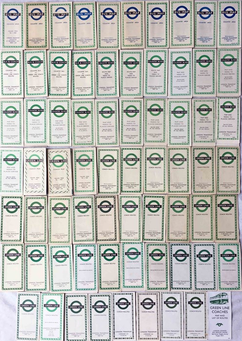 Large quantity (69) of London Transport POCKET MAPS for Country Buses 1948-69 and Green Line Coaches