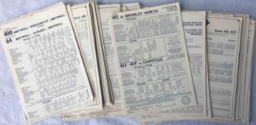 Large quantity (280+) of 1950s London Transport bus PANEL TIMETABLES as fitted to bus stop displays.