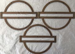 Selection (3) of London Underground station ROUNDEL FRAMES in brass. These are the very small size