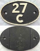 British Railways (London Midland Region) locomotive SHEDPLATE '27C' used by Southport until 1963. In