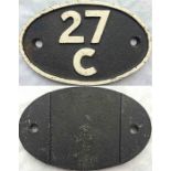 British Railways (London Midland Region) locomotive SHEDPLATE '27C' used by Southport until 1963. In