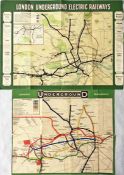 Pair of c1907/08 London Underground MAPS, single-sided, one from 1907, 17" x 12" (43cm x 31cm),