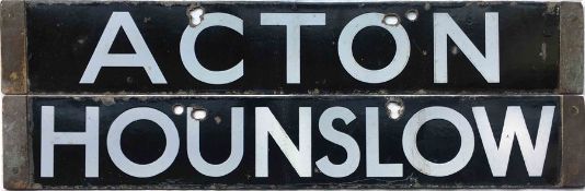 London Underground enamel CAB DESTINATION PLATE for Acton / Hounslow which could have been used on