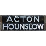 London Underground enamel CAB DESTINATION PLATE for Acton / Hounslow which could have been used on