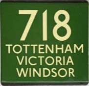 London Transport coach stop enamel E-PLATE for Green Line route 718 destinated Tottenham,