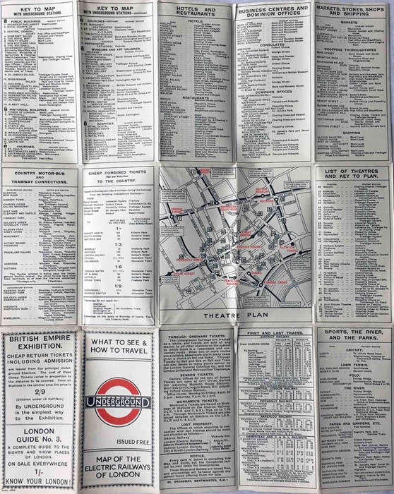 1924 London Underground POCKET MAP of the Electric Railways of London "What to see and how to - Image 2 of 2