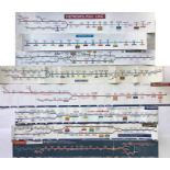 Selection (8) of London Underground CAR LINE DIAGRAMS for various lines, laminated and vinyl