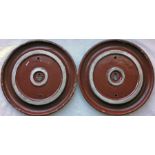 Pair of London Transport RT-family, RF, Routemaster aluminium REAR WHEEL HUB COVERS, as fitted