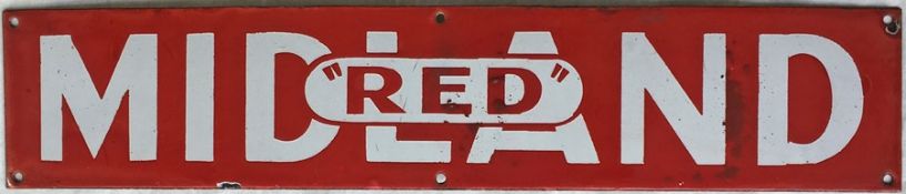 c1930s Midland "Red" enamel HEADER PLATE from a timetable display. Measures 15" x 3" (38cm x 8cm)