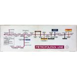 1957 London Underground Metropolitan Line card CARRIAGE MAP (LINE DIAGRAM) dated January 1957. These