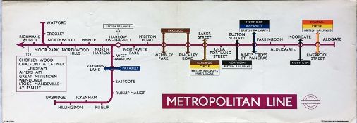 1957 London Underground Metropolitan Line card CARRIAGE MAP (LINE DIAGRAM) dated January 1957. These
