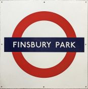 1950s/60s London Underground enamel PLATFORM BULLSEYE SIGN from Finsbury Park station on the